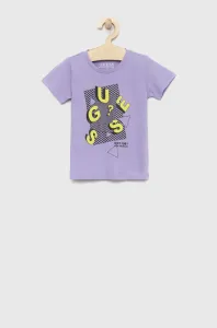 Detské bavlnené tričko Guess fialová farba, vzorovaný #6860800