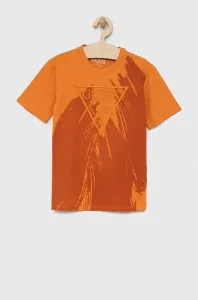 Detské bavlnené tričko Guess oranžová farba, s nášivkou #6863262