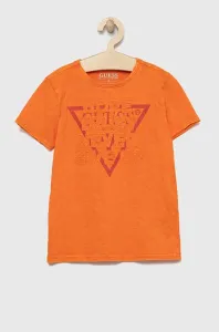 Detské bavlnené tričko Guess oranžová farba, s potlačou #4240751
