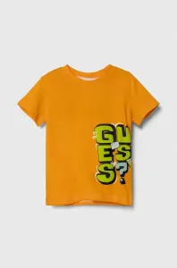 Detské bavlnené tričko Guess oranžová farba, s potlačou #8741605