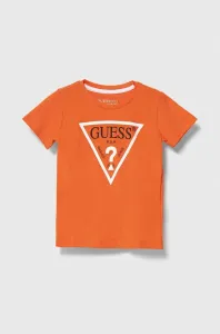 Detské bavlnené tričko Guess oranžová farba, s potlačou #8921216