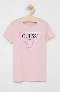 Detské bavlnené tričko Guess ružová farba #4688548