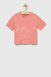 Detské bavlnené tričko Guess ružová farba