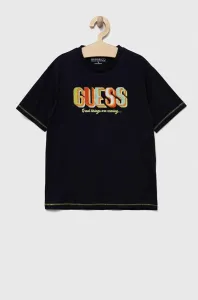 Detské bavlnené tričko Guess tmavomodrá farba, s nášivkou #8692561