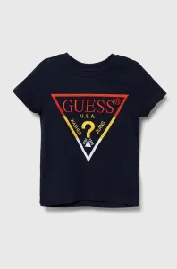 Detské bavlnené tričko Guess tmavomodrá farba, s nášivkou #8921214