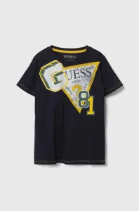 Detské bavlnené tričko Guess tmavomodrá farba, s potlačou #8748375