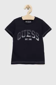 Detské bavlnené tričko Guess tmavomodrá farba, vzorovaný #4241862
