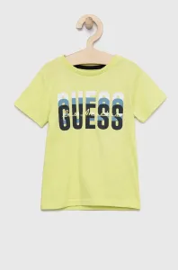 Detské bavlnené tričko Guess zelená farba, s potlačou #7870322