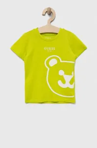 Detské bavlnené tričko Guess zelená farba, s potlačou #8736859