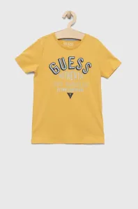 Detské bavlnené tričko Guess žltá farba, s potlačou #6260322