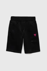 Detské krátke nohavice Guess čierna farba, nastaviteľný pás #7206889