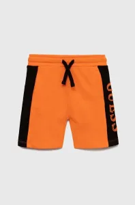 Detské krátke nohavice Guess oranžová farba, nastaviteľný pás #7293624