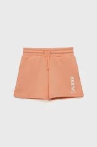 Detské krátke nohavice Guess oranžová farba, s potlačou, nastaviteľný pás #9020894