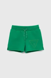 Detské krátke nohavice Guess zelená farba, s potlačou #7031128