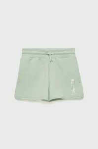 Detské krátke nohavice Guess zelená farba, s potlačou, nastaviteľný pás #9071761