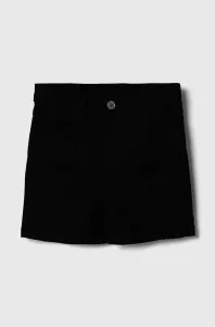 Detské rifľové krátke nohavice Guess čierna farba, jednofarebné, nastaviteľný pás #8742083
