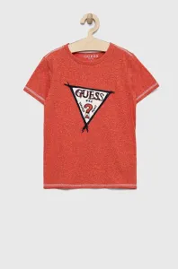 Detské tričko Guess červená farba, s nášivkou #7293636