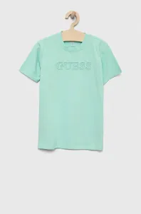 Detské tričko Guess tyrkysová farba, jednofarebný