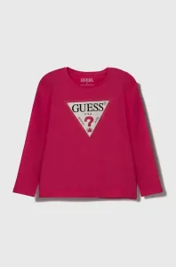 Detské tričko s dlhým rukávom Guess ružová farba #8736666