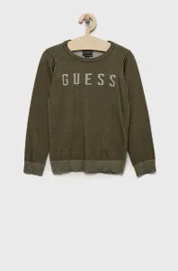 Detský bavlnený sveter Guess zelená farba, tenký #282164