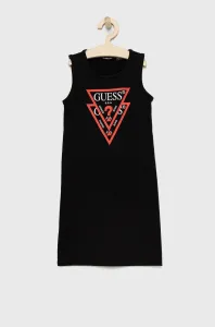 Dievčenské bavlnené šaty Guess čierna farba, mini, rovné #7789608