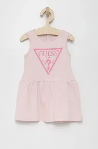 Dievčenské bavlnené šaty Guess ružová farba, mini, áčkový strih #7241383