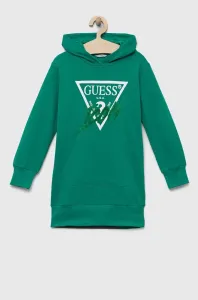 Dievčenské bavlnené šaty Guess zelená farba, mini, rovný strih #8701934