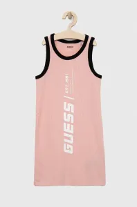 Dievčenské šaty Guess ružová farba, mini, rovný strih #7876889