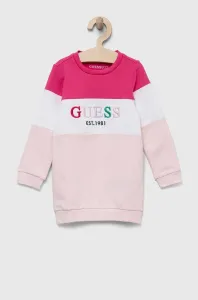 Dievčenské šaty Guess ružová farba, mini, rovný strih #8919898