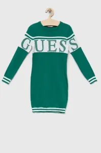Dievčenské šaty Guess zelená farba, mini, rovný strih