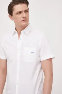 Košeľa Guess pánska, biela farba, slim, s klasickým golierom