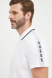 Polo tričko Guess pánske, biela farba, s nášivkou #7241740