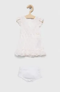 Šaty pre bábätká Guess béžová farba, mini, áčkový strih