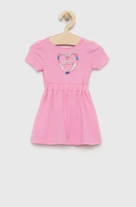 Šaty pre bábätká Guess ružová farba, mini, áčkový strih #7194133