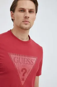 Tričko Guess pánske, červená farba, s potlačou #7527709