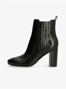 Čierne dámske vzorované členkové topánky na podpätku Guess #723308