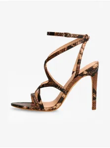 Brown Patterned Heel Sandals Guess Fennela 2 - Women #702417