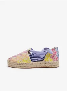 Pink-yellow Women's Patterned Espadrilles for Tying Guess Jalene 3 - Ladies #7219371