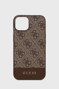 Guess case for iPhone 14 6,1" GUHCP14SG4GLBR brown PC/TPU 4G PU case with Bottom Stripe Metal