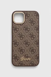 Guess case for iPhone 14 Plus 6,7" GUHCP14MHG4SHW brown HC PC/TPU 4G PU Metal Outline Script