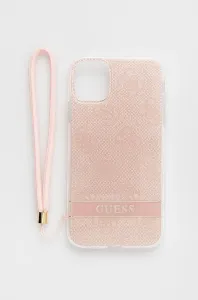 Guess case for Iphone 11 GUOHCN61H4STP hard case pink Print 4G Cord
