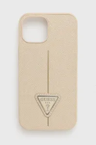Puzdro Guess PU Saffiano Triangle iPhone 13 mini - béžové