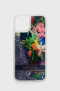 Guess case for iPhone 14 6,1" GUHCP14SLFLSB blue hardcase Flower Liquid Glitter