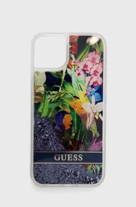 Guess case for iPhone 14 Plus 6,7" GUHCP14MLFLSB blue hardcase Flower Liquid Glitter