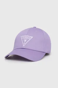 Bavlnená čiapka Guess fialová farba, s nášivkou #242291