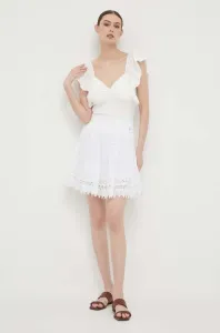 Bavlnená sukňa Guess biela farba, mini, áčkový strih #8645197