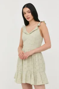 Bavlnené šaty Guess zelená farba, mini, áčkový strih