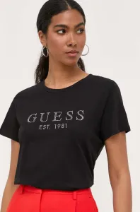 Bavlnené tričko Guess CRYSTAL čierna farba, W3GI76 K8G01