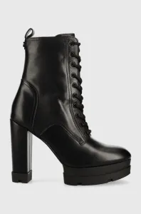 Členkové topánky Guess Bills dámske, čierna farba, na podpätku, #8804150