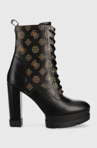 Členkové topánky Guess Bills dámske, čierna farba, na podpätku, #294571